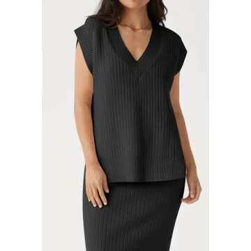 HAEOF Women's Casual V Neck Sweater Vest - Stylish and Comfy