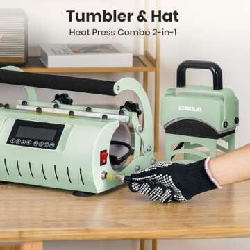 EENOUR 2 in 1 Tumbler and Hat Heat Press Machine, Heat Machine for Caps and 11-30oz Sublimation Tumblers Mugs Glasses - Green