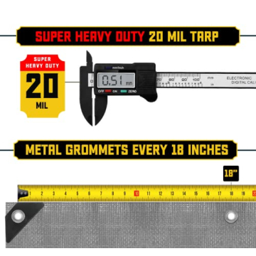 Core Tarps Extreme Heavy Duty 20 Mil Tarp Cover, Waterproof, UV Resistant, Rip and Tear Proof, Poly ...