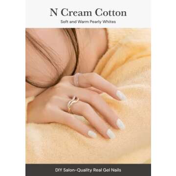 ohora Semi Cured Gel Nail Strips (N Cream Cotton) - White, Solid, Works with Any UV/LED Nail Lamps, ...