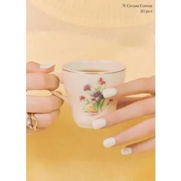 ohora Semi Cured Gel Nail Strips (N Cream Cotton) - White, Solid, Works with Any UV/LED Nail Lamps, Salon-Quality, Long Lasting - Valentine's Day Gel Nail Wraps, Stickers, Romantic Gift Ideas