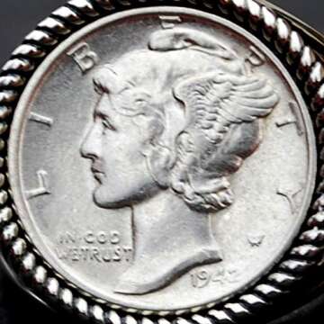 US 1942 Mercury Dime Silver Coin Signet Ring - Unique Gift