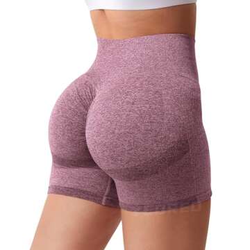 YEOREO Women High Waist Workout Yoga Gym Smile Contour Seamless Cycling Shorts Burgundy S
