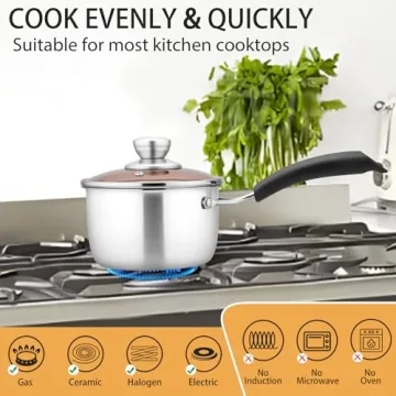 P&P CHEF 1qt Stainless Steel Saucepan Dishwasher Safe Durable