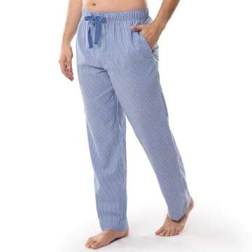 Fruit of the Loom Men's Woven Sleep Pajama Pant, Blue Stripe, Large