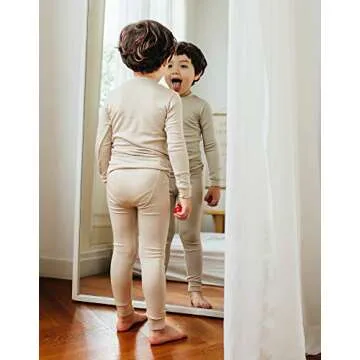 Vaenait Kids Toddler Long Sleeve Modal Sleepwear Pajamas 2pcs Set Modal Beige M