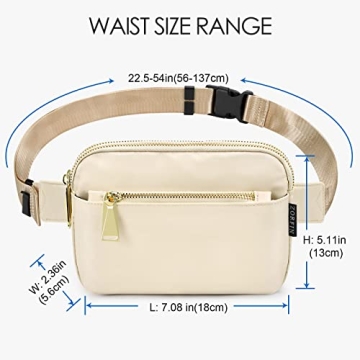 ZORFIN Fanny Packs for Women Men: Crossbody Belt Bag with Adjustable Strap - Fashion Waist Packs for Workout Running Traveling Hiking Ivory