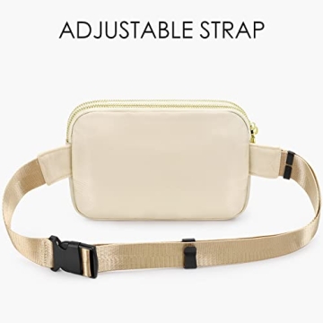 ZORFIN Fanny Packs for Women Men: Crossbody Belt Bag with Adjustable Strap - Fashion Waist Packs for Workout Running Traveling Hiking Ivory