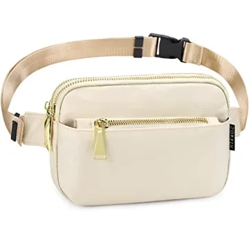 ZORFIN Fanny Packs for Women Men: Crossbody Belt Bag with Adjustable Strap - Fashion Waist Packs for Workout Running Traveling Hiking Ivory