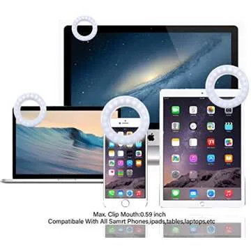 Selfie Ring Light, Oternal Selfie Light Rechargeable Portable Clip-on Selfie Fill Ring Light for iPhone Android Smart Phone Photography, Camera Video, Girl Makes up (White)