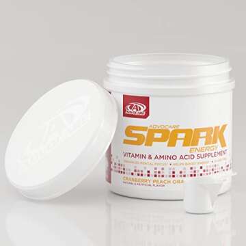 AdvoCare Spark Vitamin & Amino Acid Supplement - Focus & Energy Drink Powder Mix with Vitamin A, B-6, C & E - Also Includes L-Carnitine & L-Tyrosine - Cranberry Peach Orange - 10.5 oz