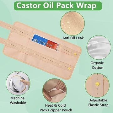 Organic Castor Oil Kit with Reusable Packs for Detox