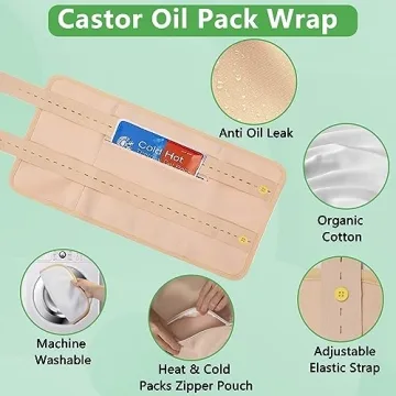 Organic Castor Oil Kit with Reusable Packs for Detox