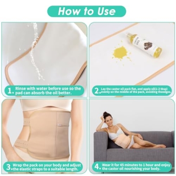 Organic Castor Oil Kit with Reusable Packs for Detox