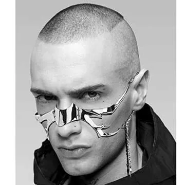 L'VOW Futuristic Silver Half Mask for Fashion Enthusiasts