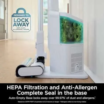 SHARK Clean & Empty Cordless Stick Vacuum Cleaner, Auto-Empty System, Self Cleaning Brushroll, HEPA Filter, Powerful Suction, Compact Lightweight, Perfect for Pet Hair (Renewed) (White + Green)