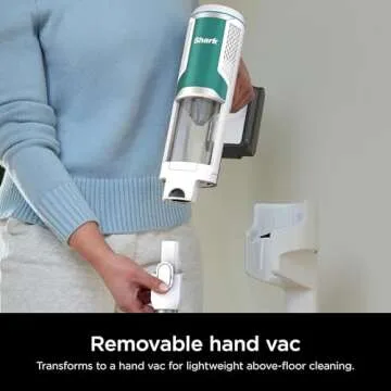 SHARK Clean & Empty Cordless Stick Vacuum Cleaner, Auto-Empty System, Self Cleaning Brushroll, HEPA Filter, Powerful Suction, Compact Lightweight, Perfect for Pet Hair (Renewed) (White + Green)