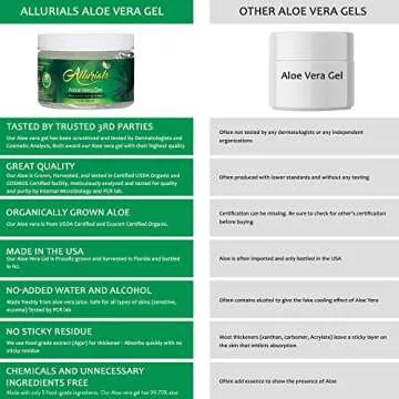 Allurials 100% Pure & Organic Aloe Vera Gel, Clinically tested & Dermatologist approved, Hydrates & Heals Dry & Damaged Skin & Hair- 12 Oz