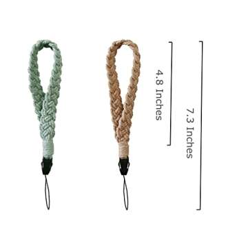 Poagoep 2 PCS Universal Cell Phone Wrist Strap, Handmade Phone Case Wrist Lanyard, Phone Charms Strap for Women Girls(1)