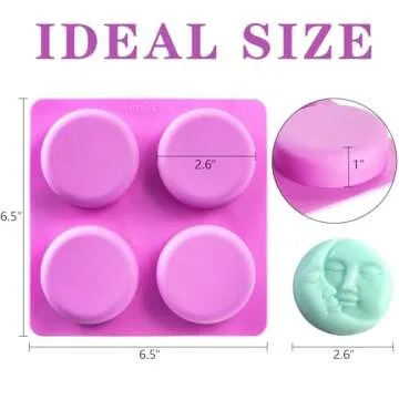 Hedume 3 Pack Sun & Moon Silicone Soap Molds, 4 Cavity Sun & Moon Face Soap Molds, Crescent Moon Face Silicone Soap Mold for Handmade Bath Bombs, Lotion Bar, Polymer Clay, DIY Resin Making