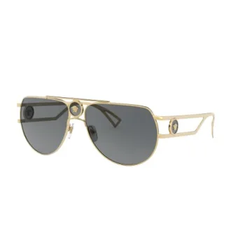 Versace VE 2225 Aviator Sunglasses - Luxury Gold Metal Frame with Grey Lens