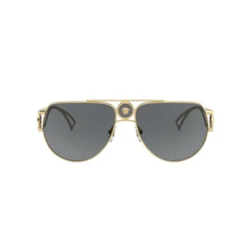 Versace VE 2225 Gold Aviator Sunglasses with Grey Lens