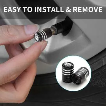 Tire Valve Stem Caps for Mercedes - 4 Pack Black