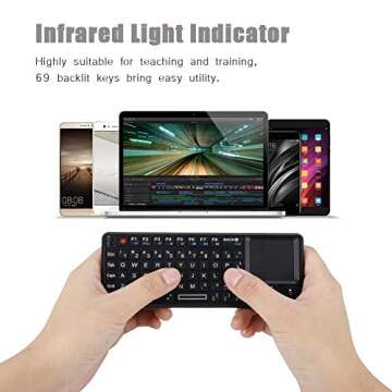 2.4GHz Wireless Touchpad Keyboard, Super Thin&Lightweight Rechargeable Ultra Mini Thin USB Backlit Keyboard, Plug and Play Fits for HTPC, for PS3/4