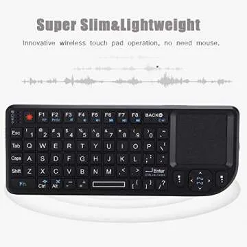 2.4GHz Wireless Touchpad Keyboard, Super Thin&Lightweight Rechargeable Ultra Mini Thin USB Backlit Keyboard, Plug and Play Fits for HTPC, for PS3/4