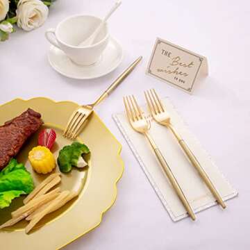 Supernal 102pcs Gold Plastic Silverware for Events