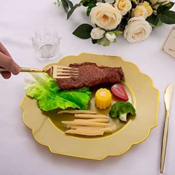 Supernal 102pcs Gold Plastic Silverware for Events