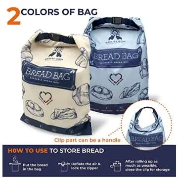 GRIN BY GRIN Reusable Bread Bags for Fresh Storage
