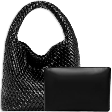 Women Vegan Leather Hand-Woven Tote Handbag Fashion Shoulder Top-handle Bag All-Match Underarm Bag w...