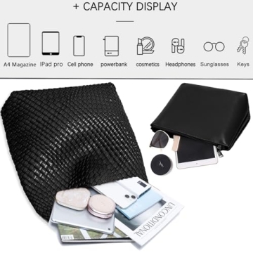 Vegan Leather Hand-Woven Tote Handbag for Women