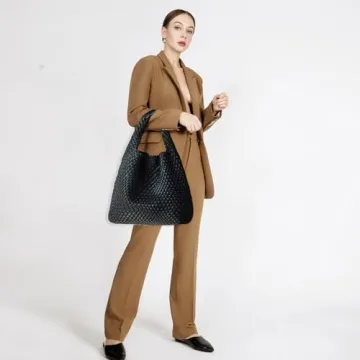 Vegan Leather Hand-Woven Tote Handbag for Women