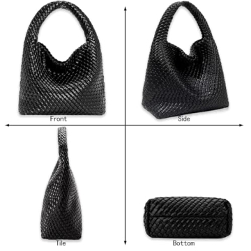 Vegan Leather Hand-Woven Tote Handbag for Women