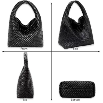 Vegan Leather Hand-Woven Tote Handbag for Women