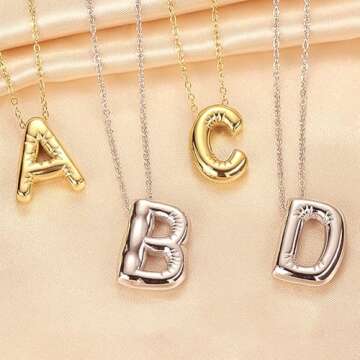 PANSHI Gold Necklace Initial Necklaces for Women Teens Layered Choker Bubble Letter Necklace Gold Jewelry Teen Gift Trendy Stuff Personalized Gifts for Women Her A.