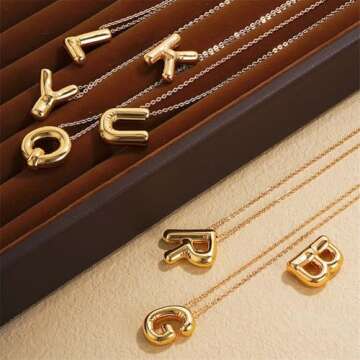 PANSHI Gold Necklace Initial Necklaces for Women Teens Layered Choker Bubble Letter Necklace Gold Jewelry Teen Gift Trendy Stuff Personalized Gifts for Women Her A.