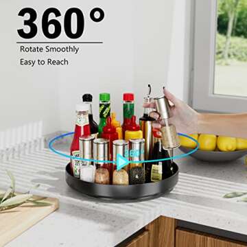 Ovicar Lazy Susan Turntable Organizer - 11 inch Rotating Spice Rack Metal Lazy Susan for Cabinet Pan...