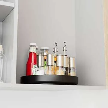 Ovicar Lazy Susan Turntable Organizer - 11 inch Rotating Spice Rack Metal Lazy Susan for Cabinet Pantry Kitchen Countertop Bathroom Refrigerator Table Storage, Black