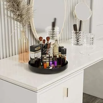 Ovicar Lazy Susan Turntable Organizer - 11 inch Rotating Spice Rack Metal Lazy Susan for Cabinet Pantry Kitchen Countertop Bathroom Refrigerator Table Storage, Black