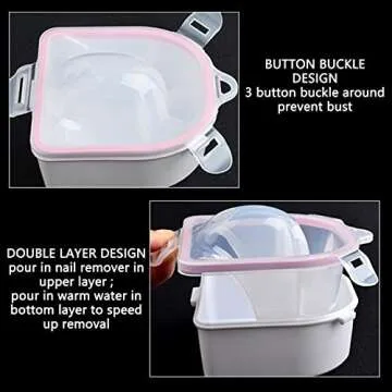 Nail Soaking Bowl, 2PCS Acrylic Soak Off Bowl Soak Off Acrylic Nail Gel Polish Cuticle Nail Remover Bowl Manicure Soaker Bowl with Cuticle Peeler, Dead Skin Pusher