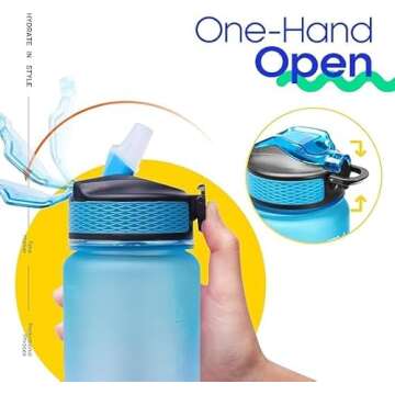 Giotto 32oz Large Leakproof BPA Free Drinking Water Bottle with Time Marker & Straw to Ensure You Drink Enough Water Throughout The Day for Fitness and Outdoor Enthusiasts-Ombre Orange Green