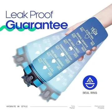 Giotto 32oz Large Leakproof BPA Free Drinking Water Bottle with Time Marker & Straw to Ensure You Drink Enough Water Throughout The Day for Fitness and Outdoor Enthusiasts-Ombre Orange Green