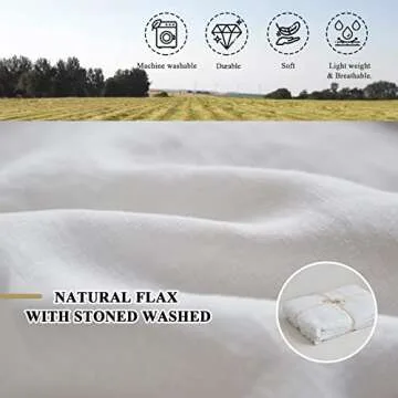 Simple&Opulence 100% Linen Duvet Cover Set, 3 PCS Natural French Flax White Ruffle Duvet Cover Full Size, Breathable Comfy Linen Bedding Comforter Cover with 2 Pillowcases Whitel, 78"X86"
