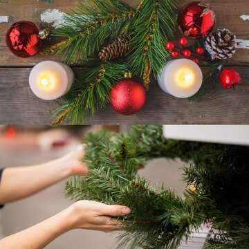 Sggvecsy 60 Pcs Artificial Pine Needles Christmas Small Pine Picks Green Pine Branches Twigs Stems Picks Green Plants for DIY Christmas Garland Wreath Flower Arrangements Holiday Decoration