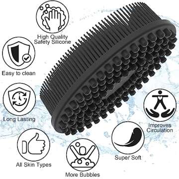 Metene 2 Pack Silicone Body Scrubber, Exfoliating Body Scrubber for Use in Shower,Lathers Well, Long...