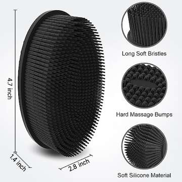 Metene 2 Pack Silicone Body Scrubber, Exfoliating Body Scrubber for Use in Shower,Lathers Well, Long Lasting, Soft Body Scrubber for Shower and Bath Skincare Routine(Black).