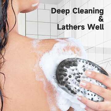 Metene 2 Pack Silicone Body Scrubber, Exfoliating Body Scrubber for Use in Shower,Lathers Well, Long Lasting, Soft Body Scrubber for Shower and Bath Skincare Routine(Black).